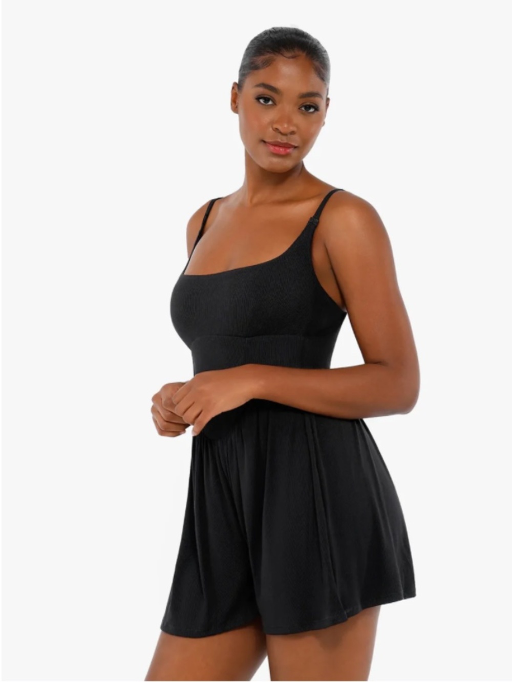 Popilush Modal Tummy Control Romper Size XXL Black Fitted Mini Activewear (V)